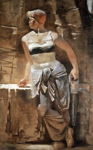 A Girl：Metro-Builder 1937 Painting by A、Samokhvalov（1894-1971）、社会主義リアリズム。 作： Unknown